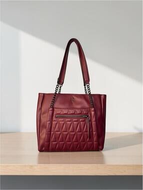 Simply Vera Vera Wang Burgundy Quilted Tote Bag
